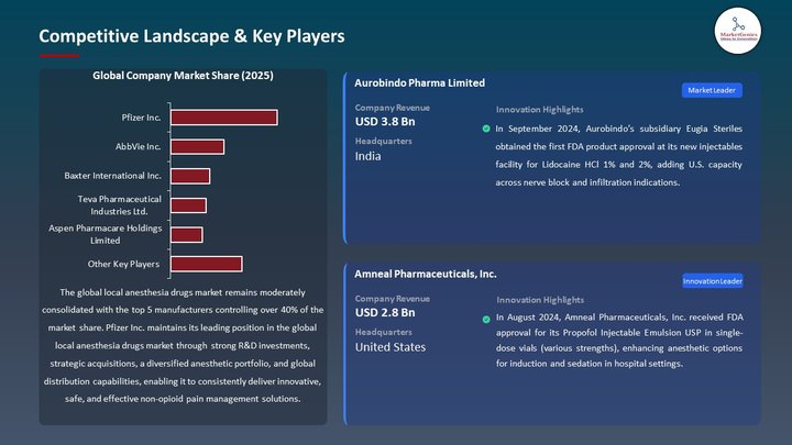 Local Anesthesia Drugs Market Competitive Landscape & Key Players