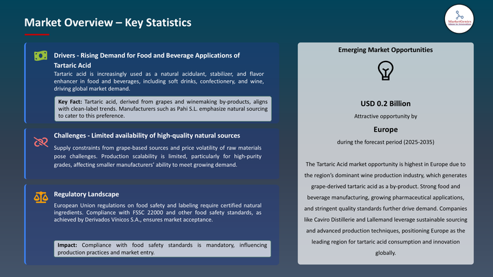 Tartaric Acid Market -Key Statistics