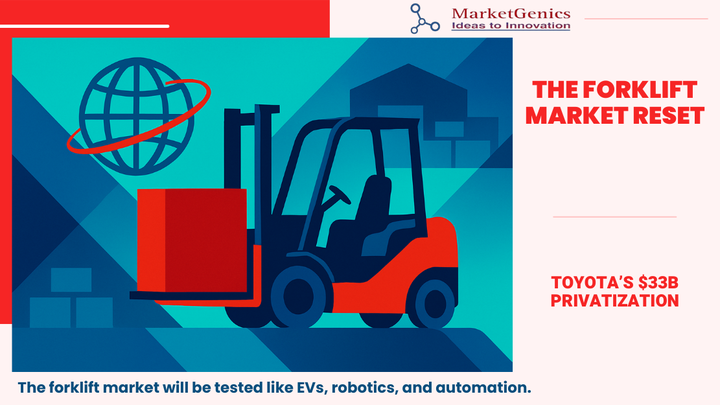 Forklift Market | Toyota’s $33B Privatization Deal and the Future of Global Material Handling Cover image illustrating the forklift market and Toyota’s $33 billion privatization deal, highlighting global logistics and automation trends